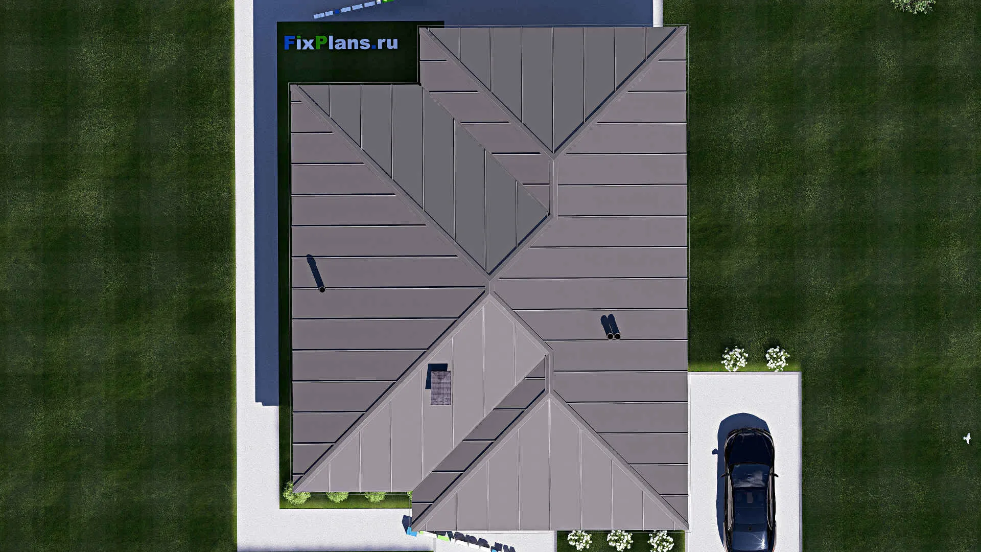 F-18521 - Проект одноэтажного дома 13 на 17, площадью 160 м² с террасой и 3 спальнями