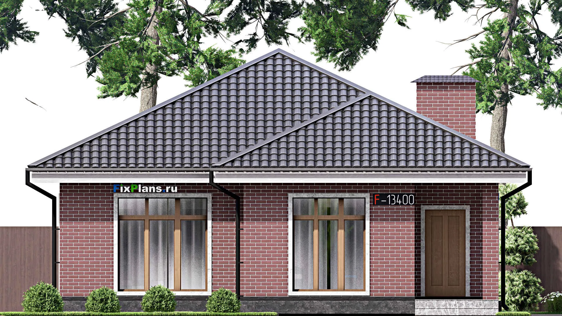 F-13400 - Проект одноэтажного дома 11 на 20, площадью 160 м² с террасой и 3 спальнями