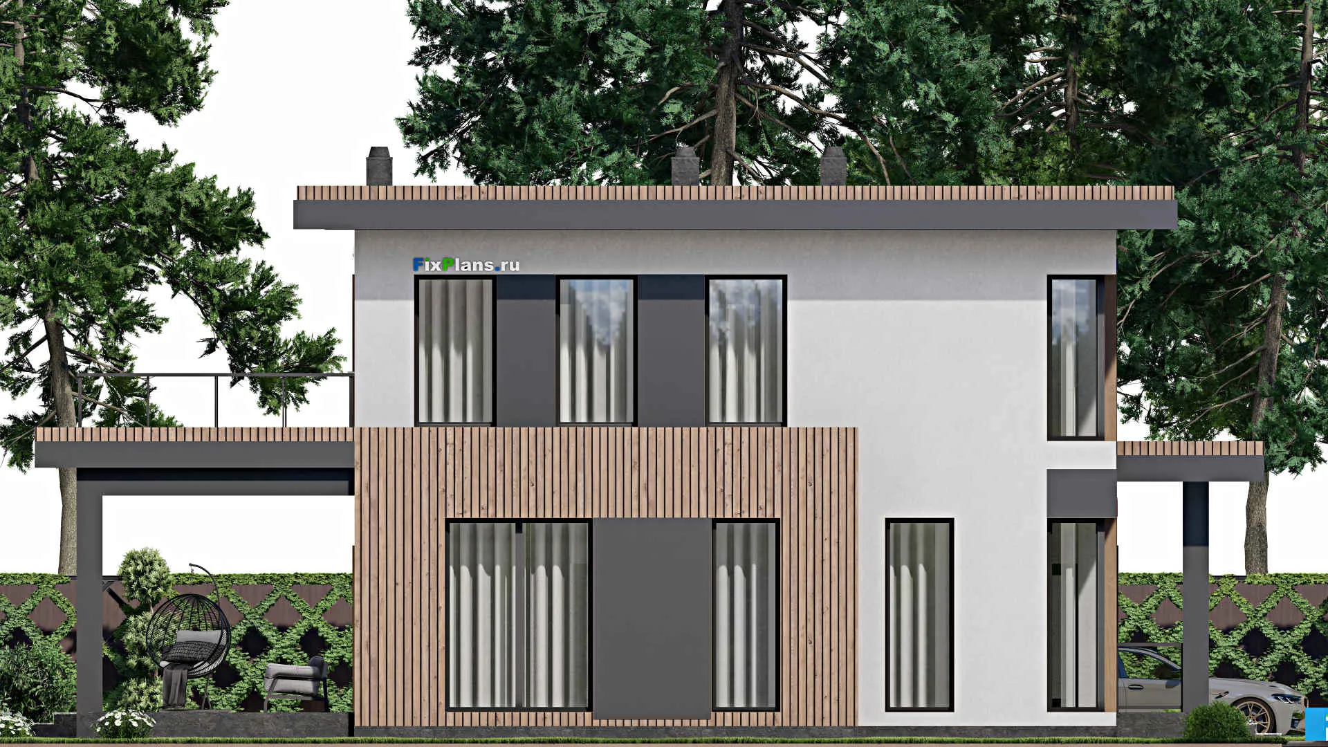 F-5309 - Проект двухэтажного дома 11 на 17, площадью 250 м² с террасой, балконом и 4 спальнями