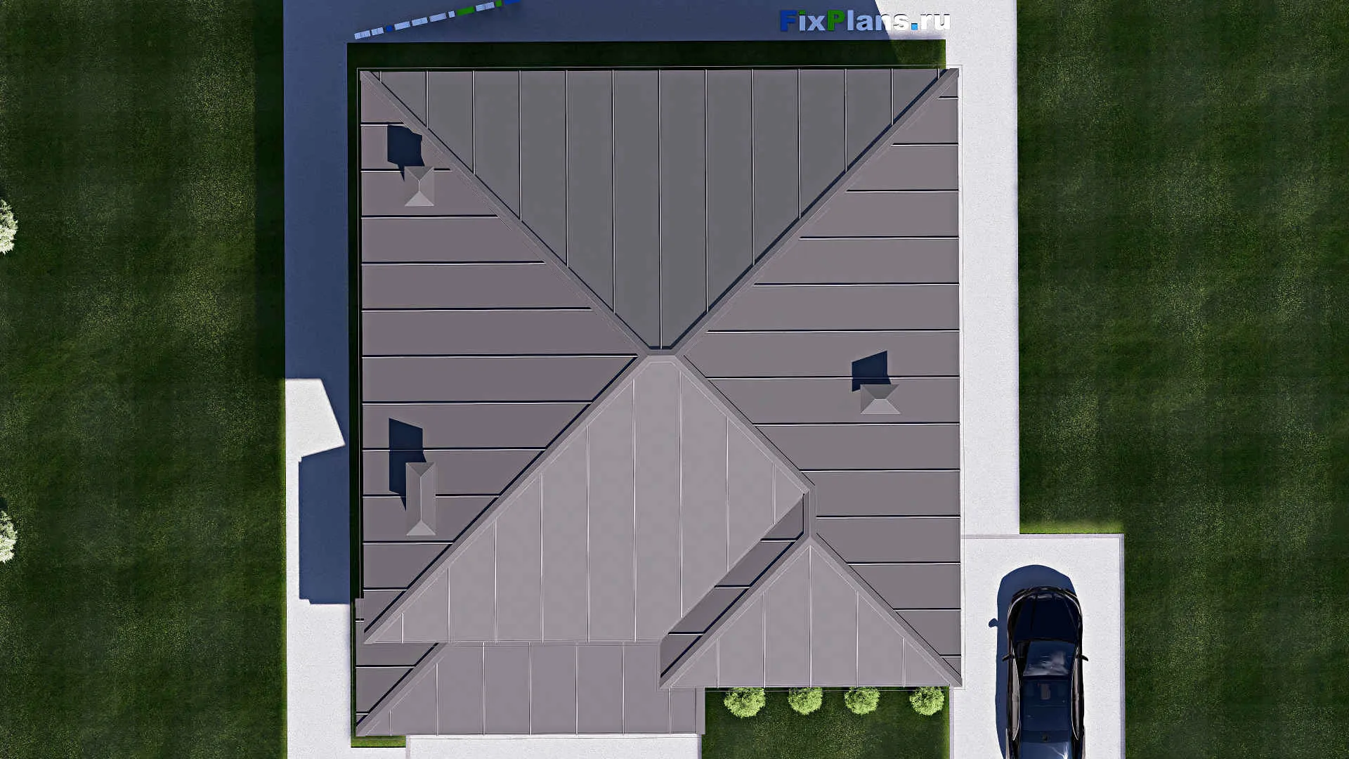 F-18026 - Проект двухэтажного дома 13 на 14, площадью 240 м² с балконом и 5 спальнями