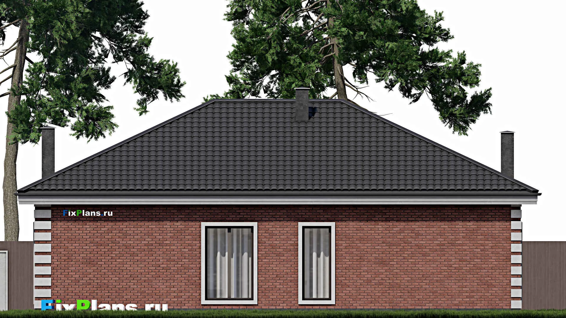 F-1520 - Проект одноэтажного дома 11 на 15, площадью 130 м² с 3 спальнями