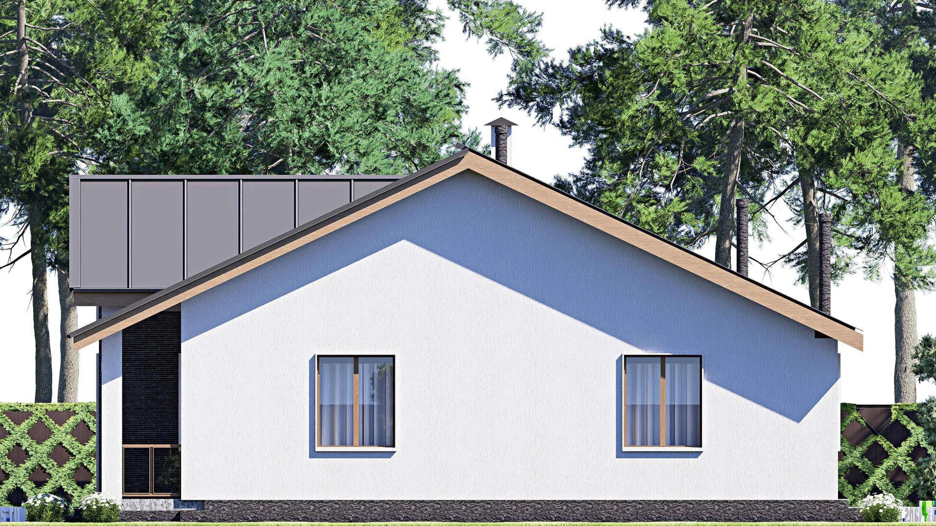 F-18710 - Проект одноэтажного дома 13 на 15, площадью 160 м² с террасой и 3 спальнями