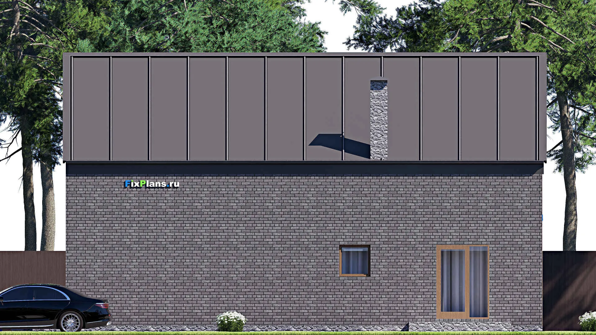 F-17612 - Проект дома с мансардой 12 на 15, площадью 190 м² с террасой и 1 спальнями