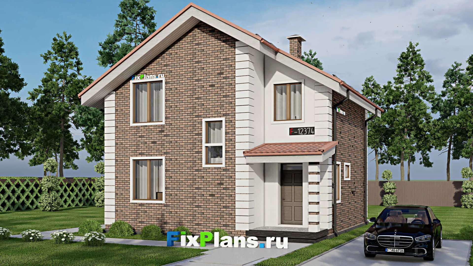 F-12374 - Проект дома с мансардой 9 на 9, площадью 120 м² с 3 спальнями