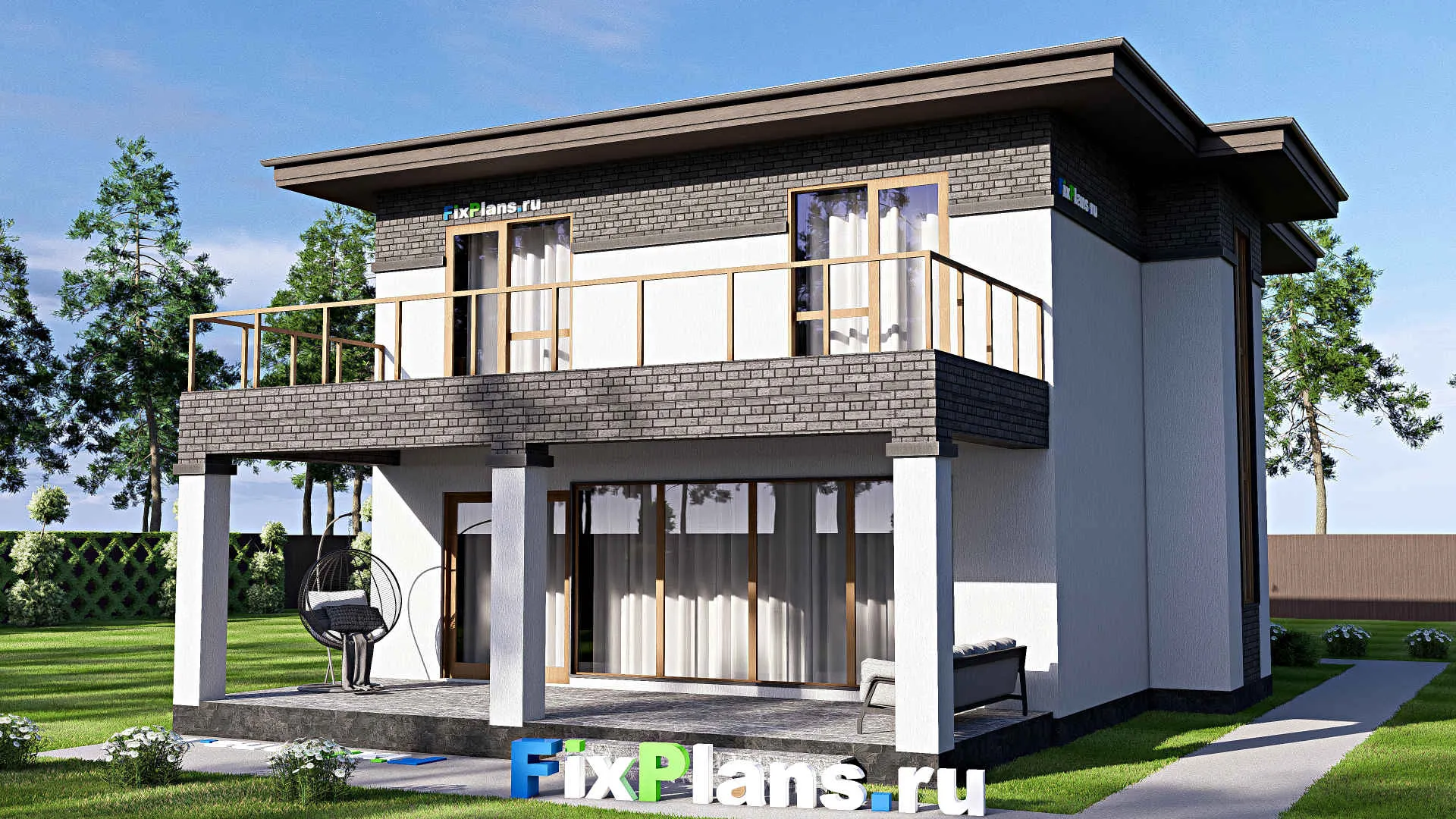 F-17576 - Проект двухэтажного дома 11 на 17, площадью 270 м² с террасой, балконом и 6 спальнями