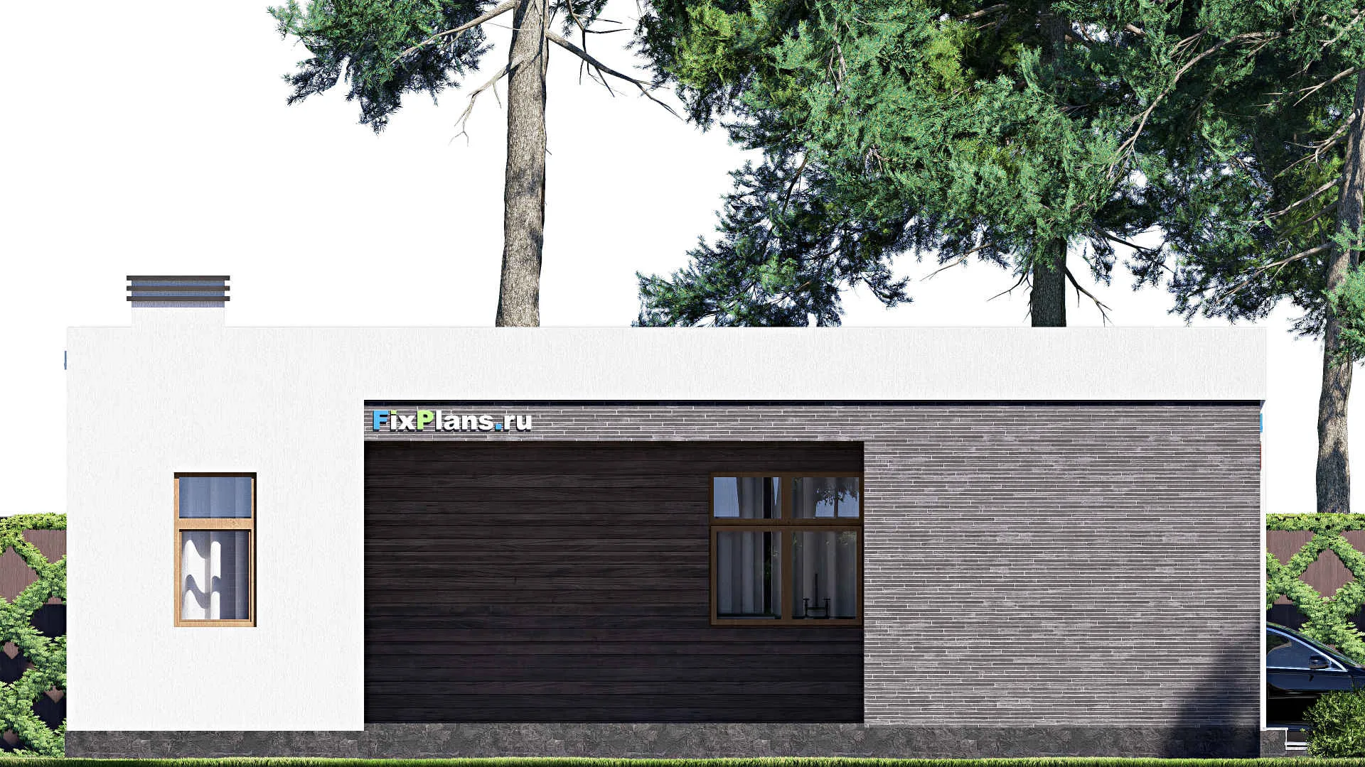 F-18134 - Проект одноэтажного дома 12 на 17, площадью 170 м² с террасой и 1 спальнями