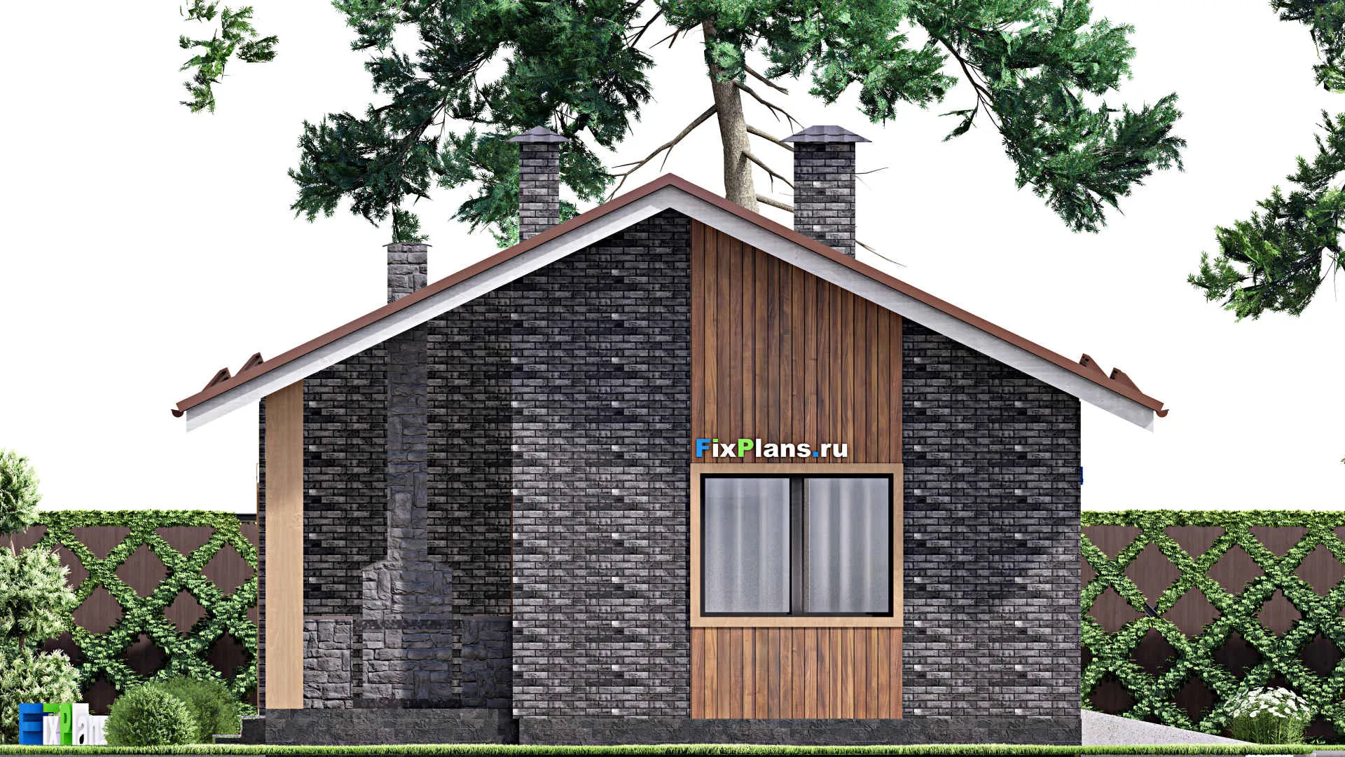 F-15002 - Проект бани 9 на 19, площадью 130 м² с комнатой отдыха, терассой и санузлом