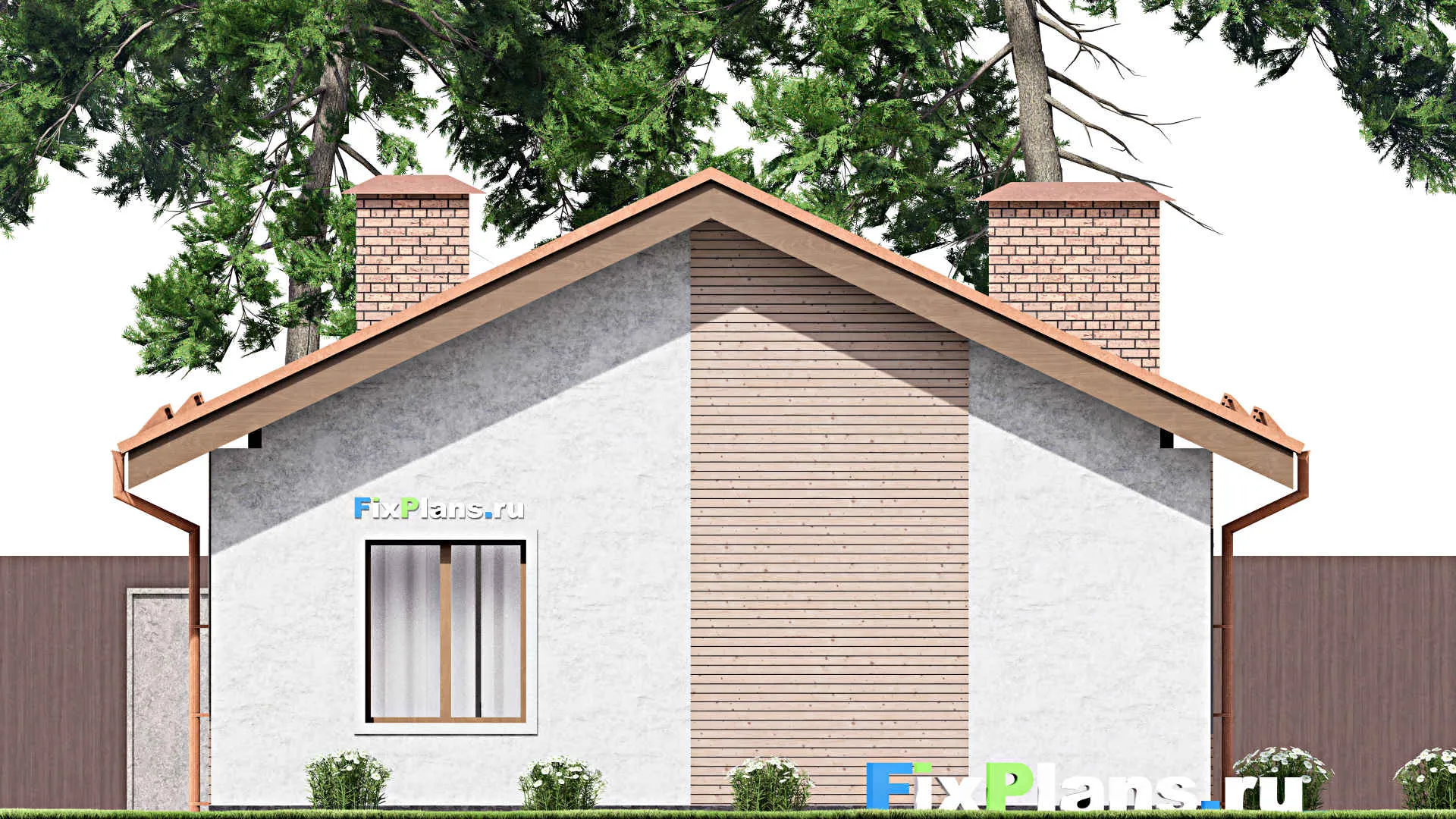 F-12581 - Проект одноэтажного дома 10 на 20, площадью 140 м² с гаражом на 1 машину и 2 спальнями