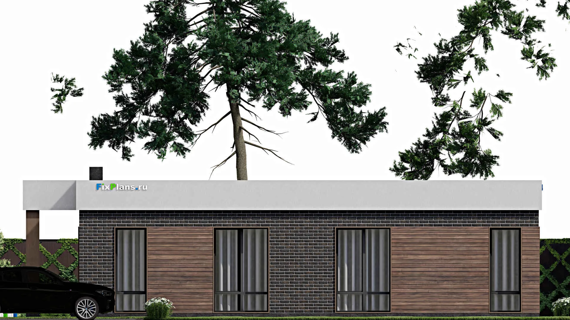 F-7190 - Проект одноэтажного дома 14 на 16, площадью 170 м² с террасой и 3 спальнями