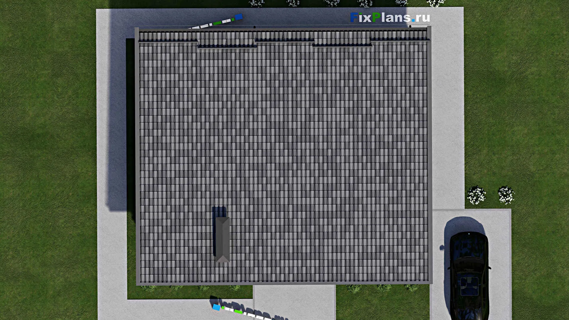 F-7028 - Проект одноэтажного дома 12 на 14, площадью 120 м² с террасой и 3 спальнями