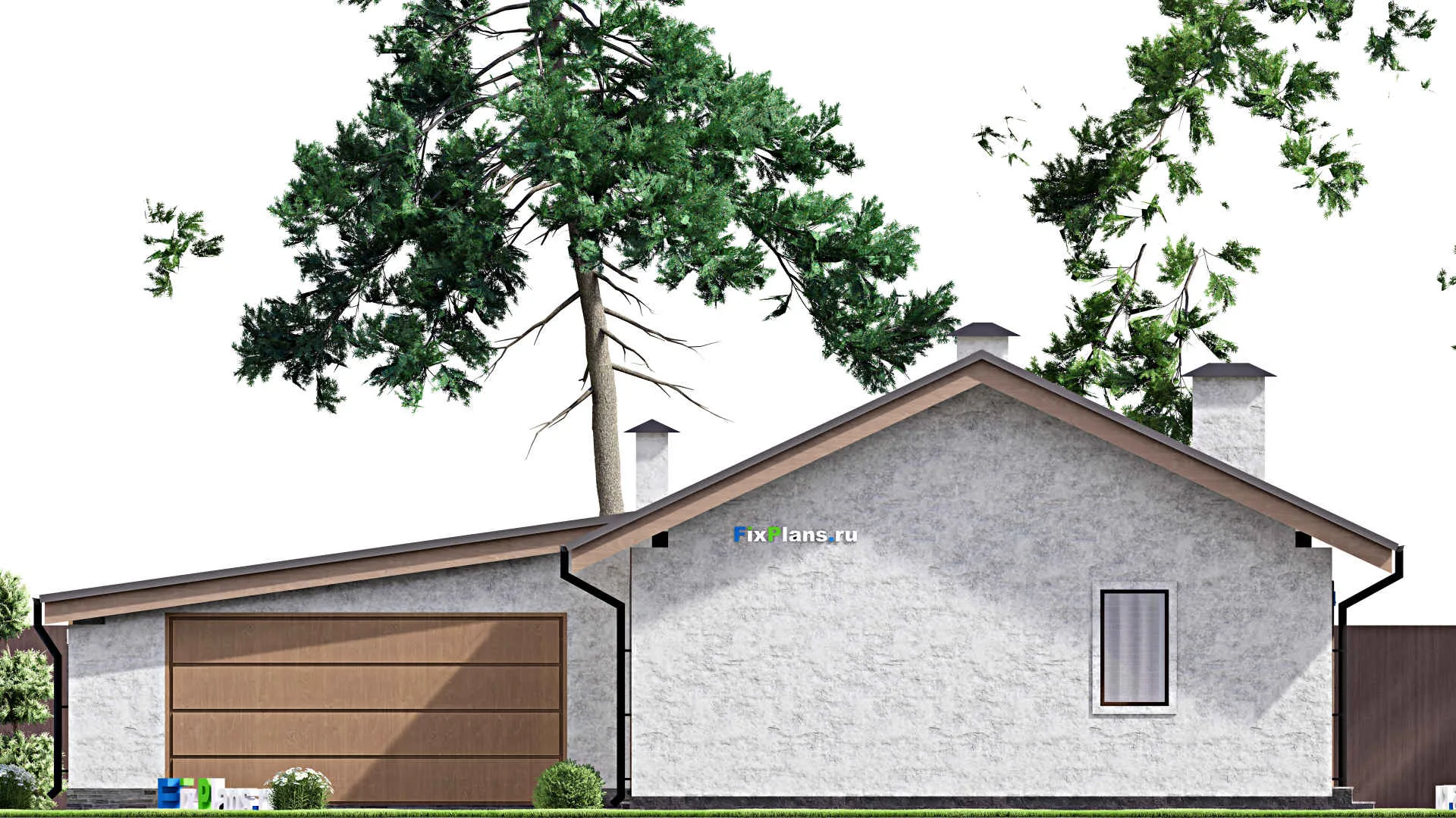 F-14102 - Проект одноэтажного дома 15 на 16, площадью 140 м² с гаражом на 2 машины и 2 спальнями