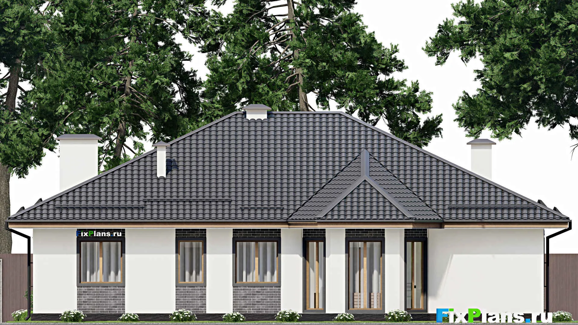 F-4094 - Проект одноэтажного дома 16 на 18, площадью 200 м² с 4 спальнями