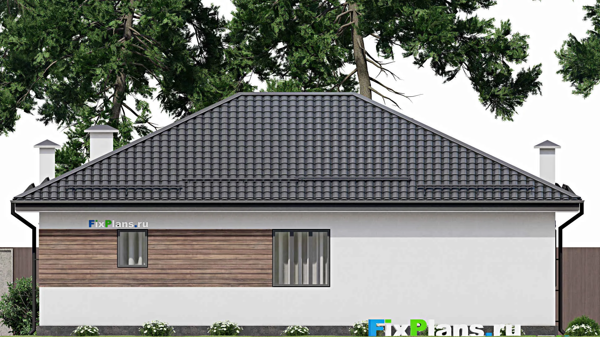 F-4337 - Проект одноэтажного дома 11 на 14, площадью 140 м² с террасой и 2 спальнями