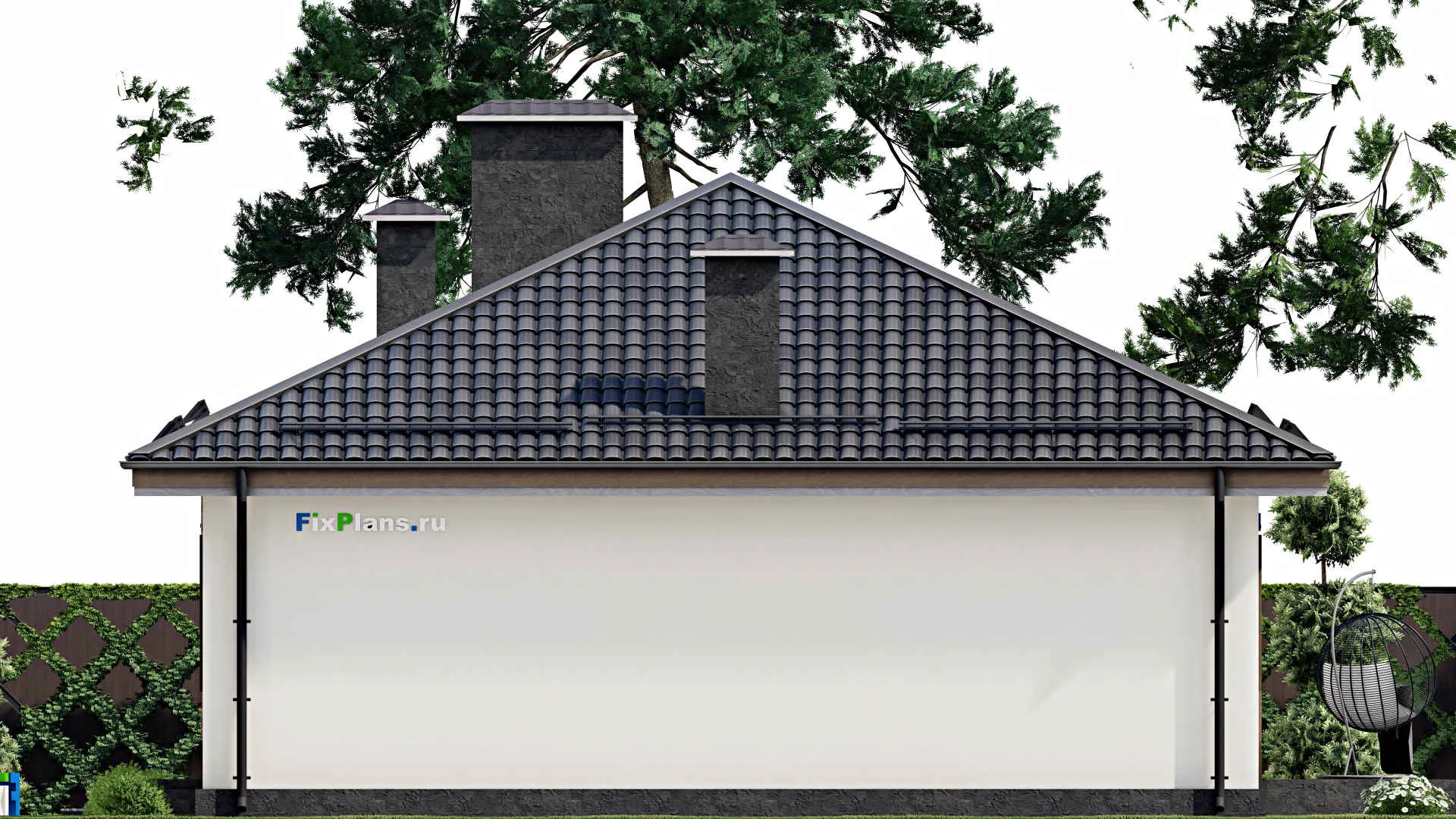 F-5642 - Проект одноэтажного дома 11 на 18, площадью 170 м² с террасой и 5 спальнями