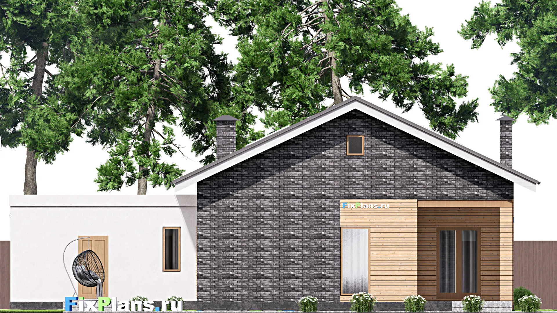 F-16640 - Проект дома с мансардой 17 на 20, площадью 340 м² с террасой, гаражом на 2 машины и 5 спальнями