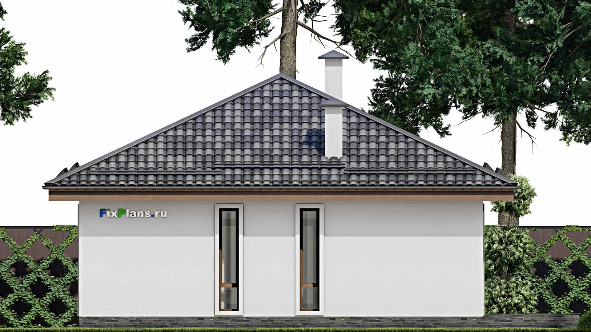 F-10952 - Проект одноэтажного дома 12 на 16, площадью 140 м² с террасой и 3 спальнями