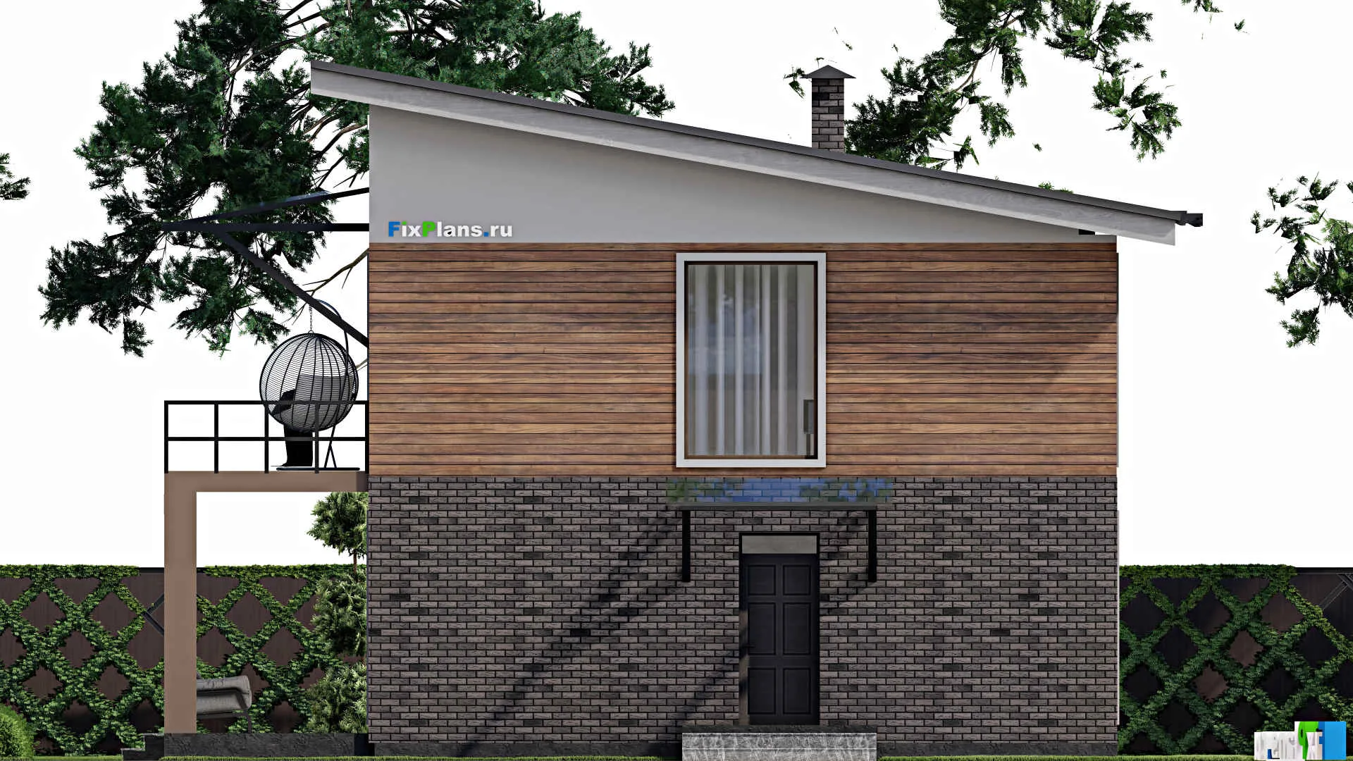 F-9314 - Проект двухэтажного дома 12 на 15, площадью 220 м² с террасой, балконом и 4 спальнями