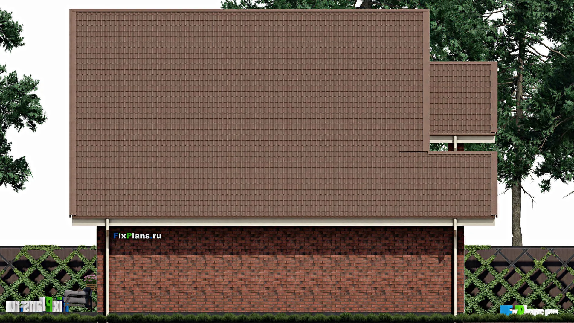 F-0260 - Проект двухэтажного дома 12 на 17, площадью 280 м² с террасой, балконом, гаражом на 1 машину и 4 спальнями