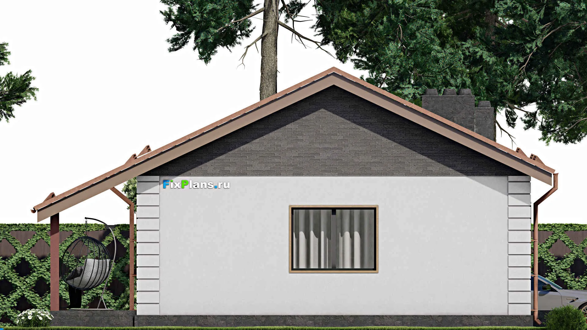 F-7901 - Проект одноэтажного дома 10 на 15, площадью 130 м² с террасой и 3 спальнями