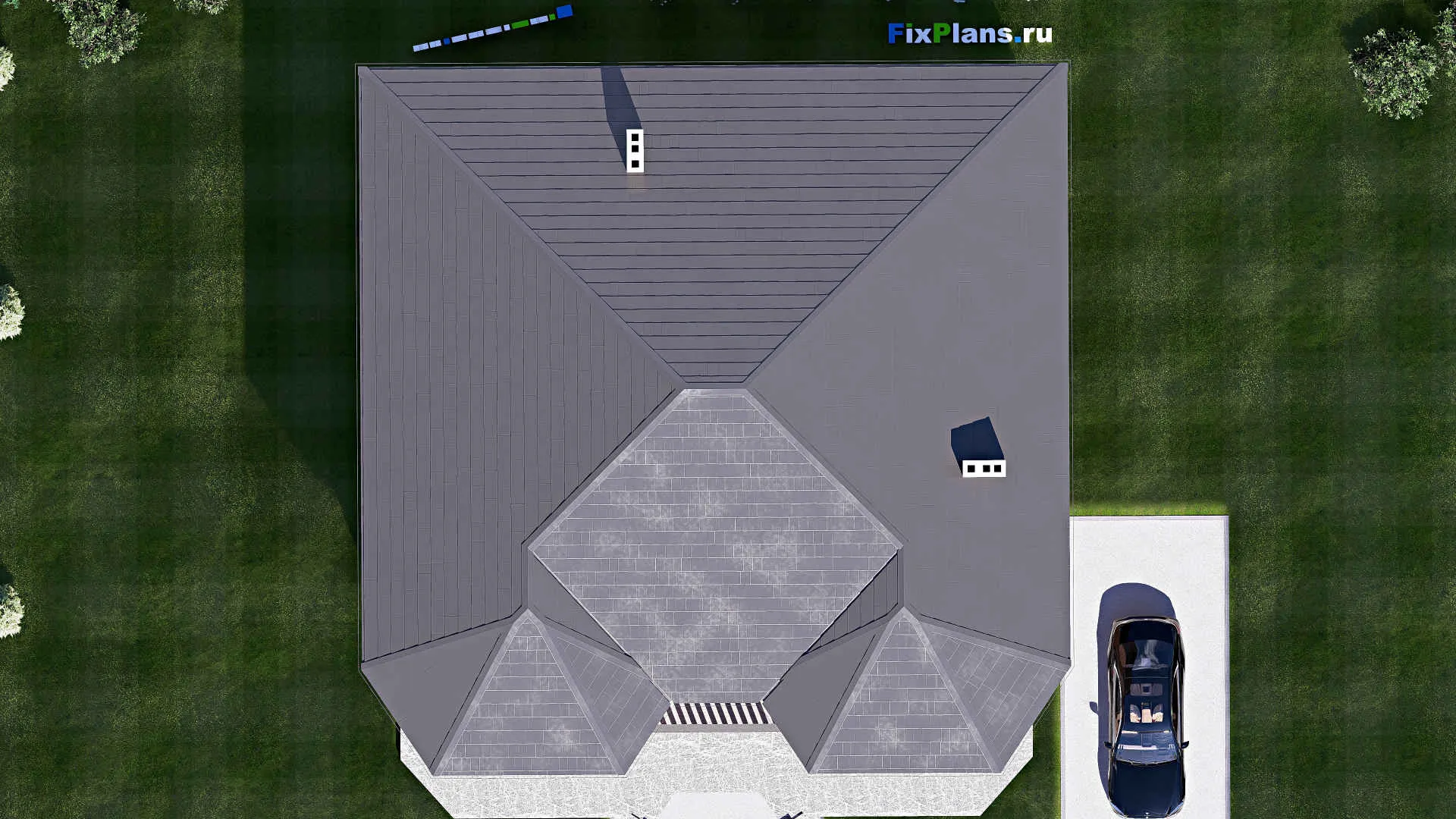 F-19331 - Проект двухэтажного дома 16 на 18, площадью 380 м² с террасой, балконом и 4 спальнями