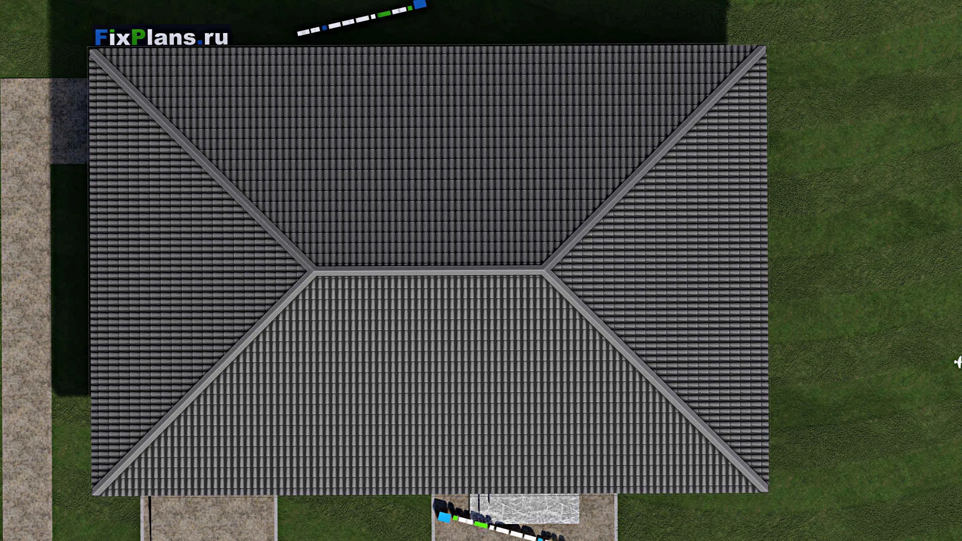 F-1844 - Проект одноэтажного дома 12 на 19, площадью 180 м² с террасой, гаражом на 1 машину и 2 спальнями