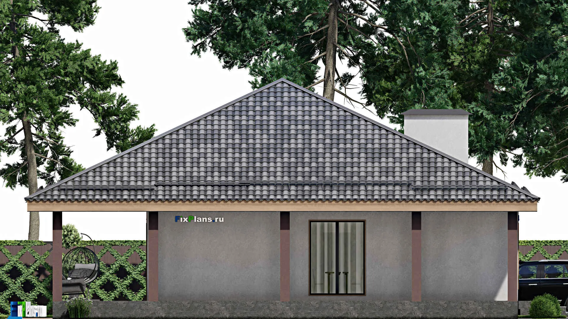 F-9305 - Проект одноэтажного дома 16 на 19, площадью 240 м² с 4 спальнями