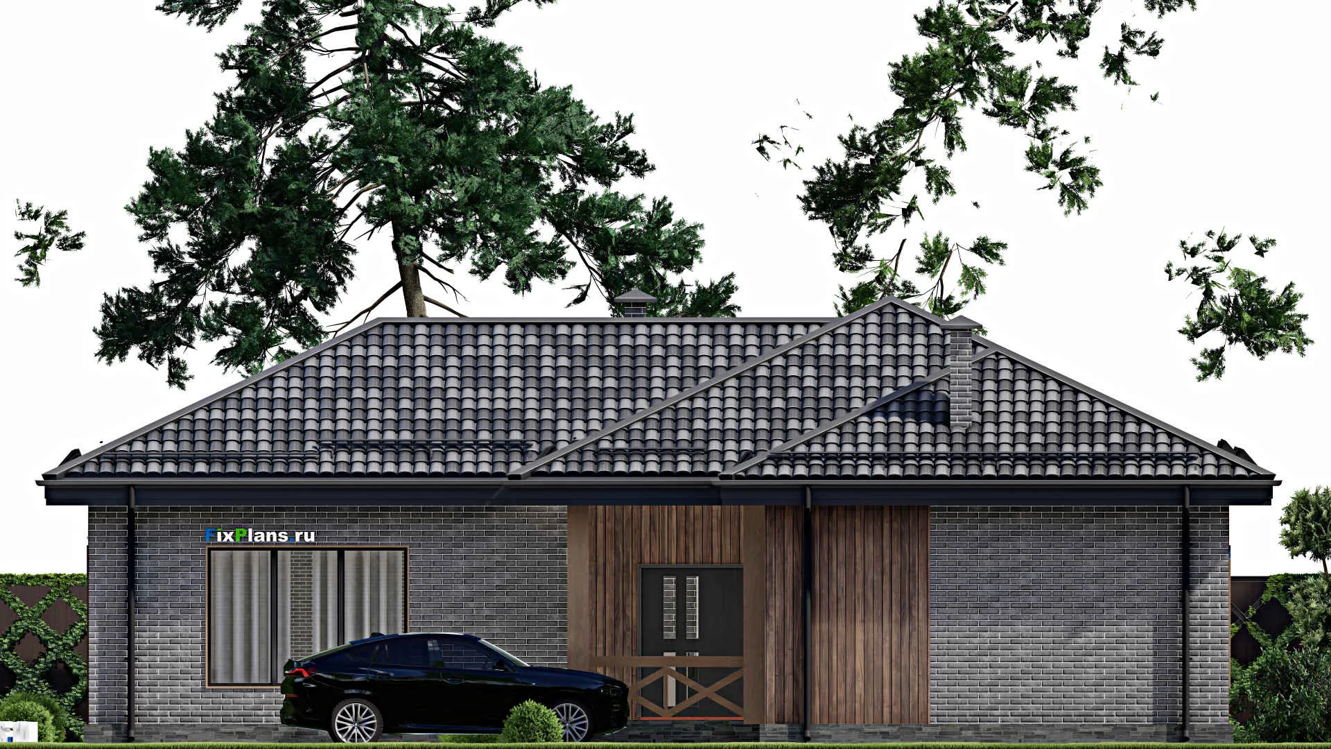 F-7604 - Проект одноэтажного дома 16 на 21, площадью 190 м² с баней, бассейном и 2 спальнями