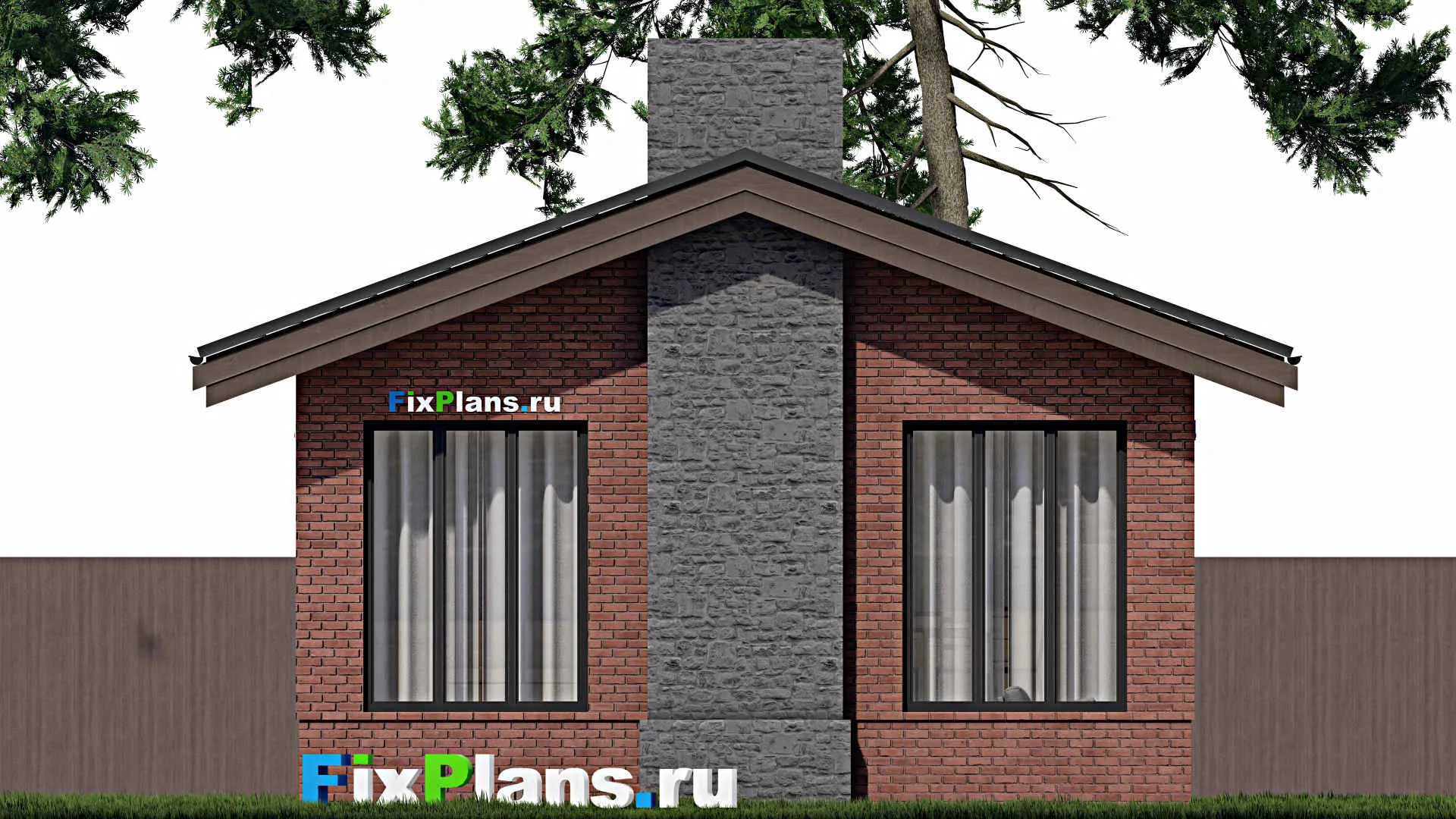 F-0755 - Проект одноэтажного дома 8 на 10, площадью 90 м² с террасой и 2 спальнями