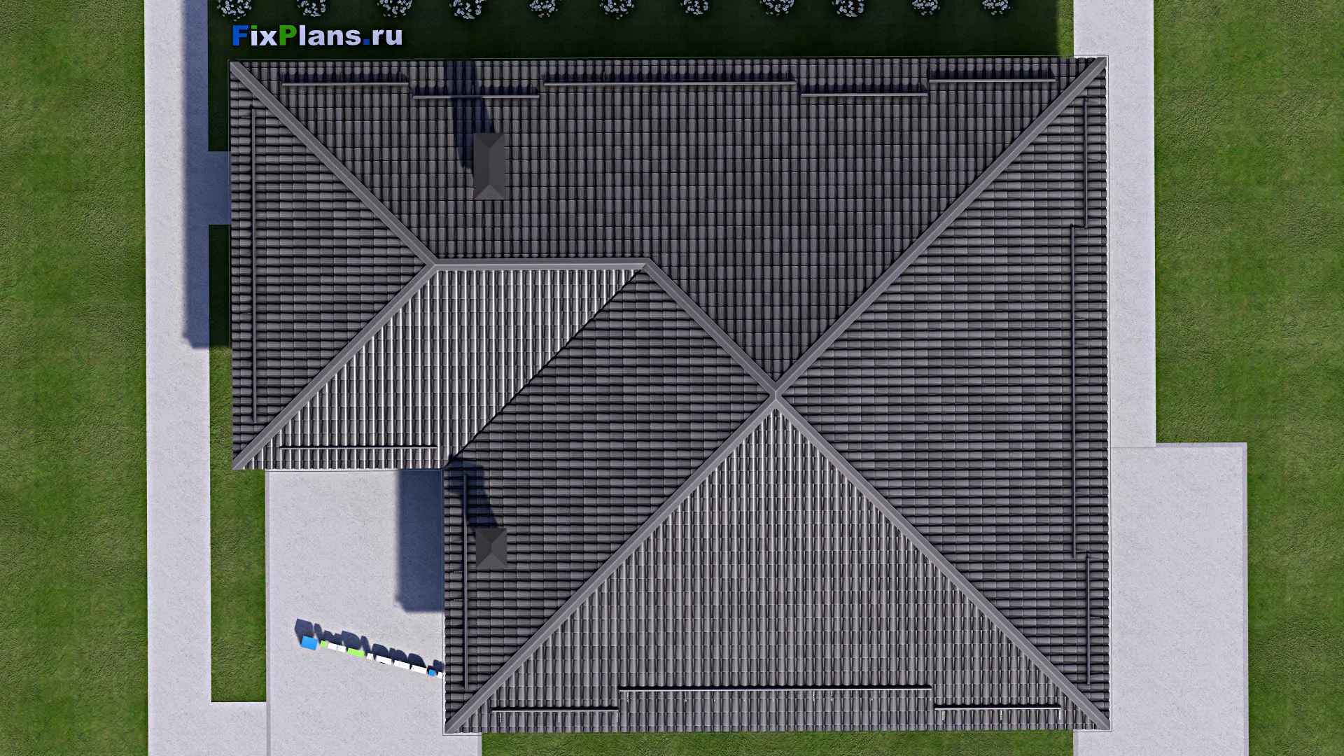 F-16973 - Проект одноэтажного дома 15 на 20, площадью 200 м² с террасой и 3 спальнями