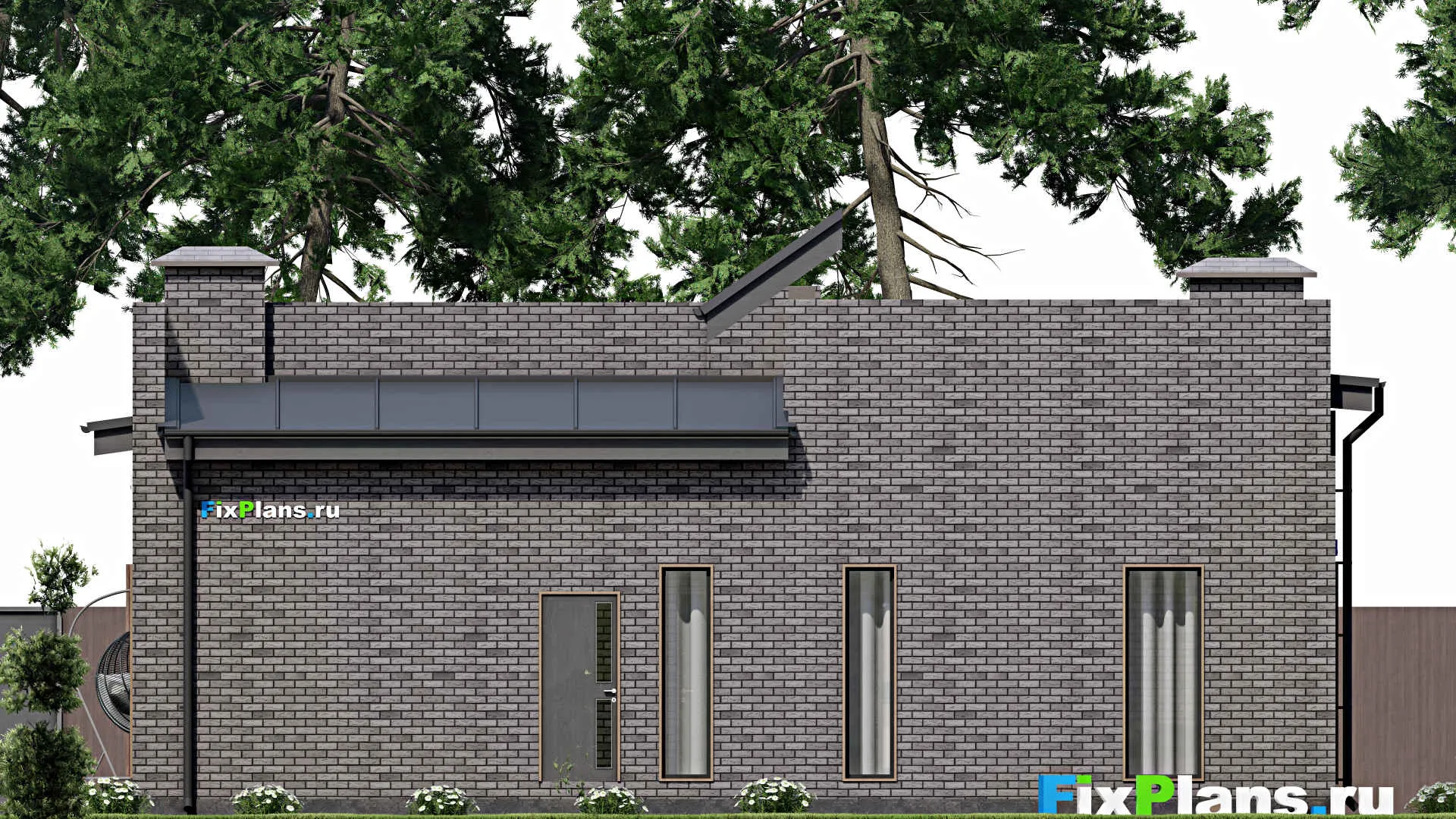 F-6695 - Проект одноэтажного дома 14 на 21, площадью 180 м² с террасой и 5 спальнями