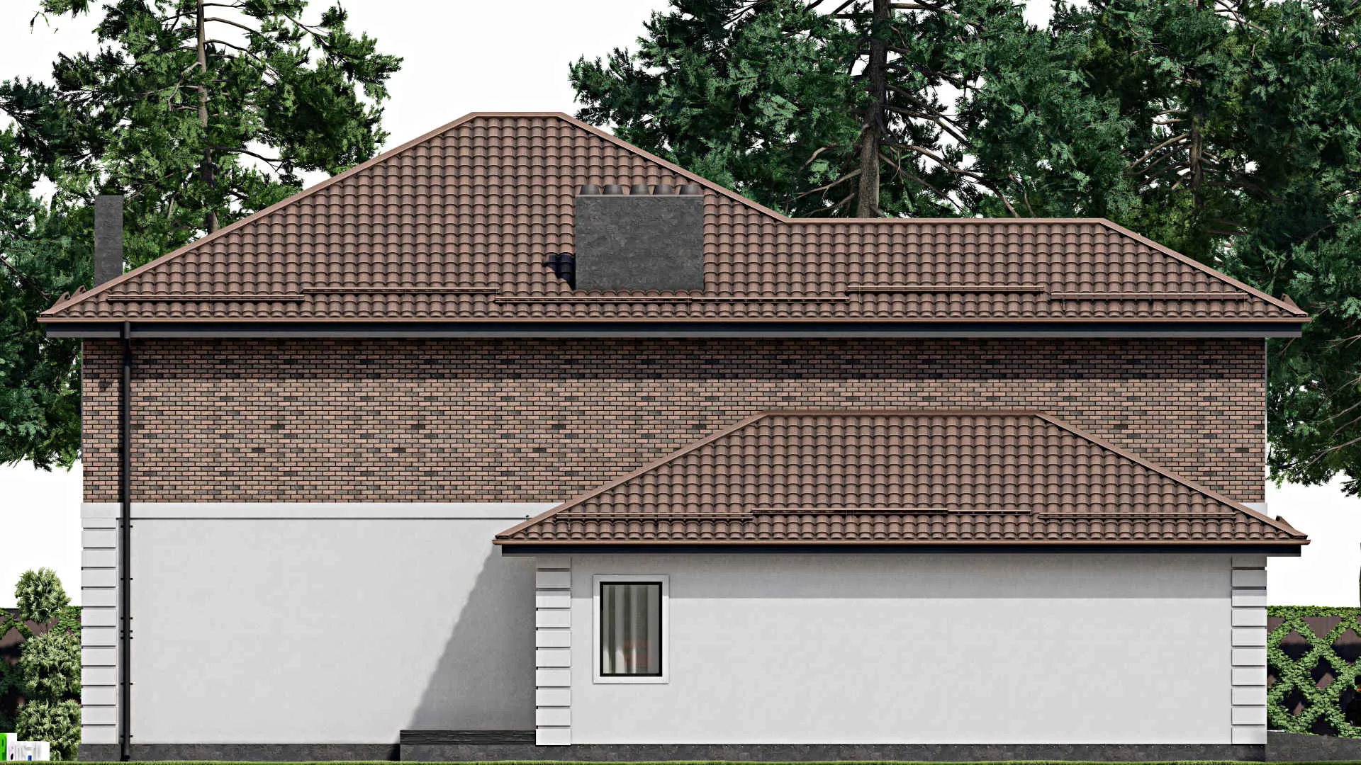 F-7433 - Проект двухэтажного дома 16 на 19, площадью 340 м² с террасой, гаражом на 2 машины и 5 спальнями