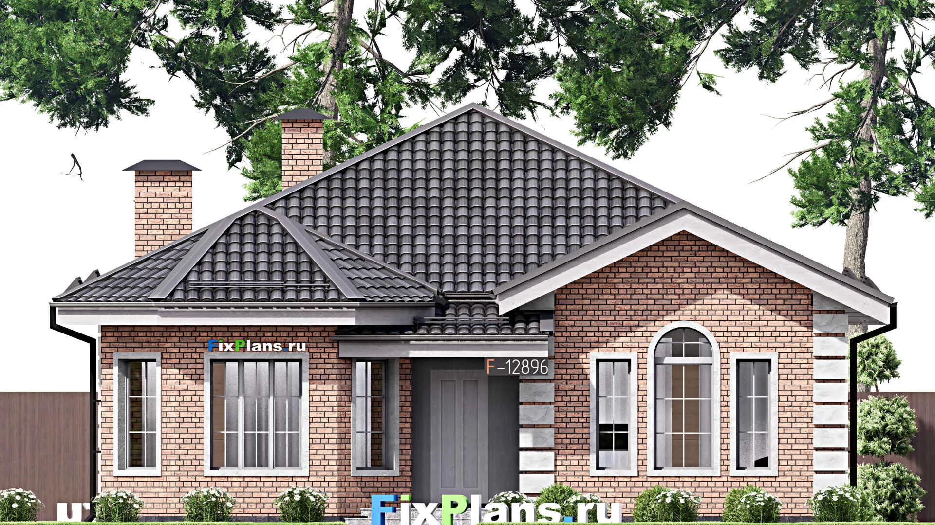 F-12896 - Проект одноэтажного дома 12 на 14, площадью 120 м² с 3 спальнями