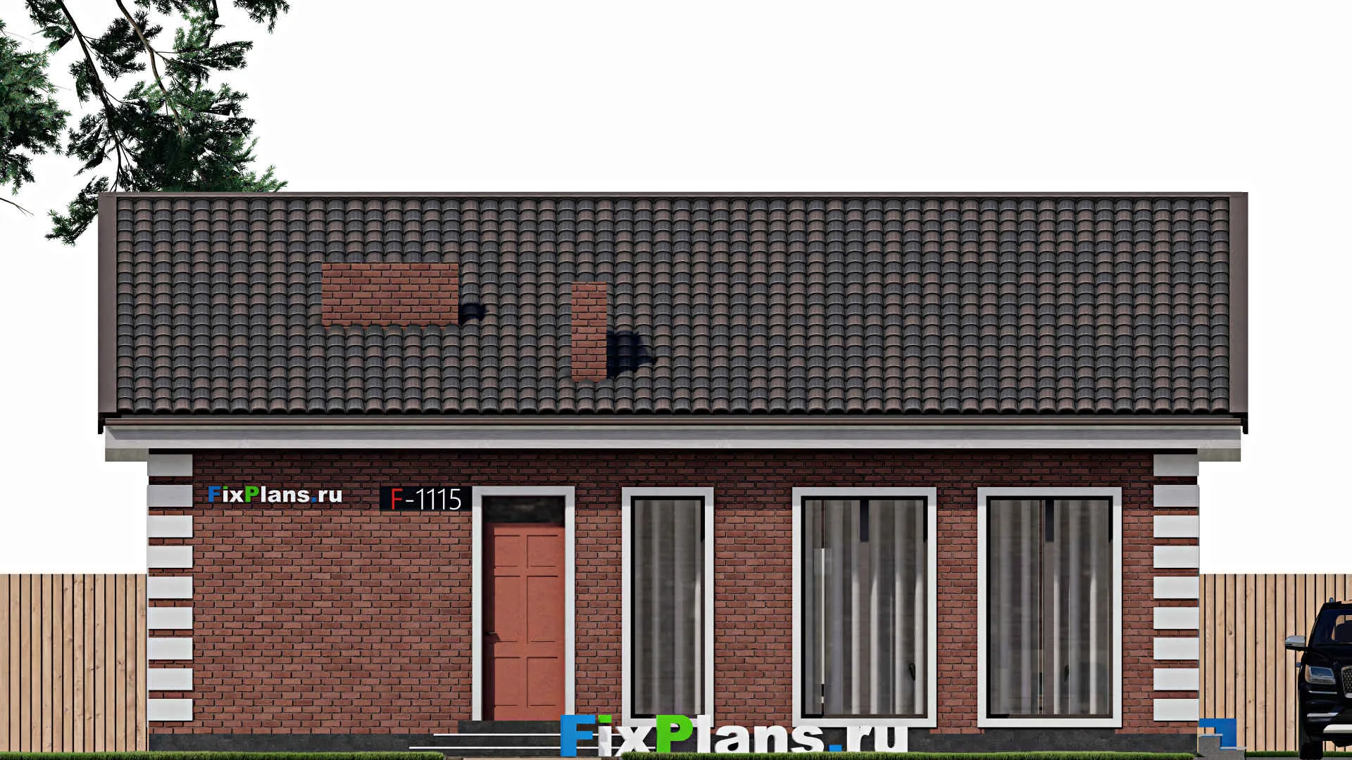 F-1115 - Проект одноэтажного дома 10 на 12, площадью 100 м² с 3 спальнями