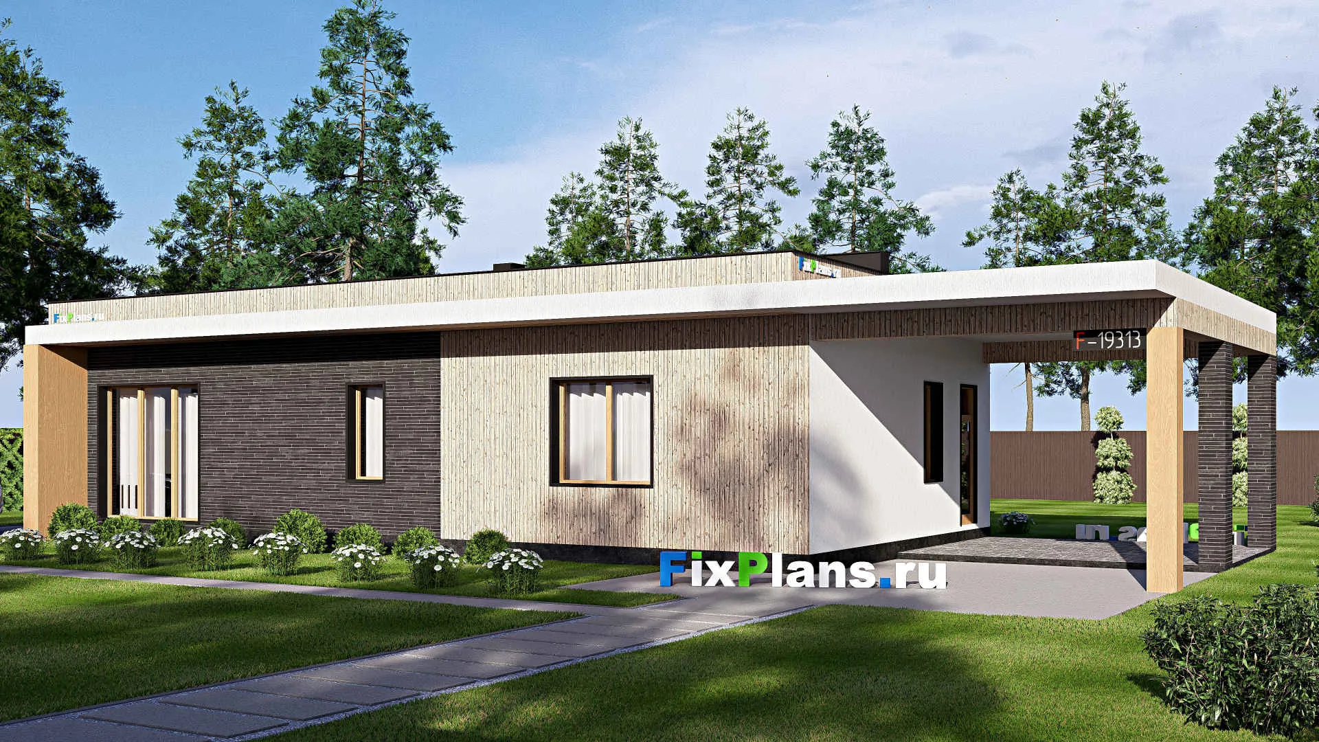 F-19313 - Проект одноэтажного дома 10 на 23, площадью 150 м² с 1 спальнями